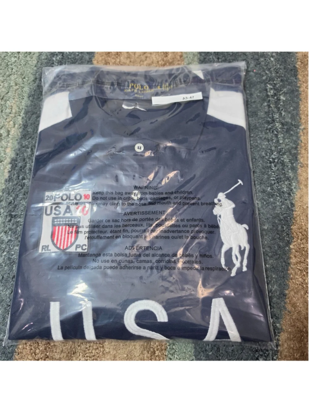 Polo Ralph Lauren USA Big Pony Polo Shirt XL Navy White Slim Fit